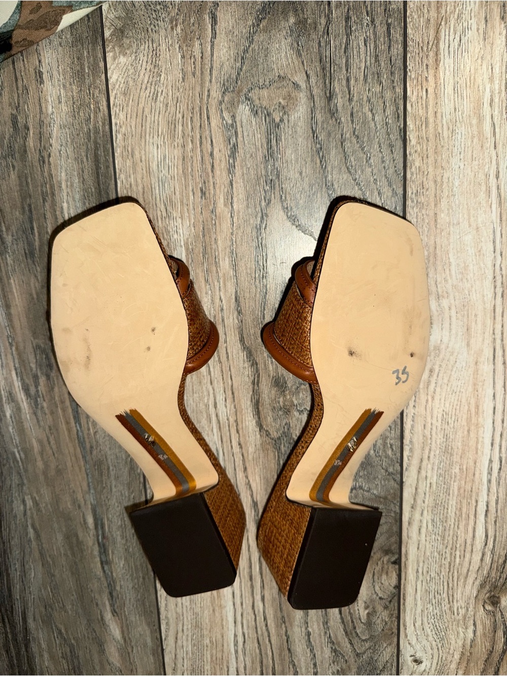 Sam Edelman Raffia & Leather Block Heel Slide Sandals | NEW IN BOX - Picture 4 of 6